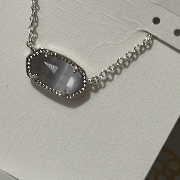 NWT-Kendra Scott “Elisa” Pendant Necklace- Silver Rhodium-Anthracite Gray Stone - Picture 17 of 17
